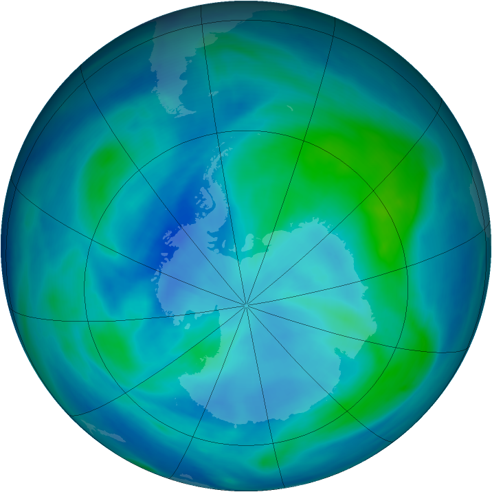 Antarctic ozone map for 10 March 2007